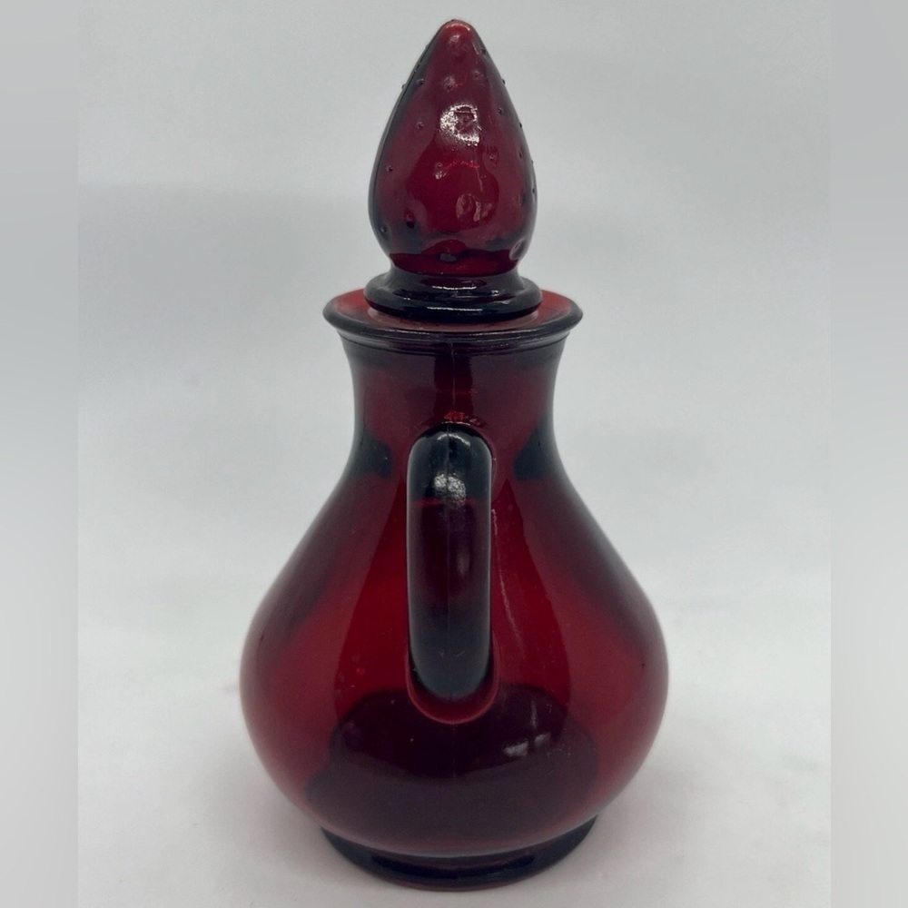 Avon Ruby Red Glass Strawberry Bath Foam Decanter Bottle (Empty) - Picture 2 of 6